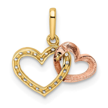 14K Bicolor 14K Bicolor Zirkonia Herzen Anhänger
