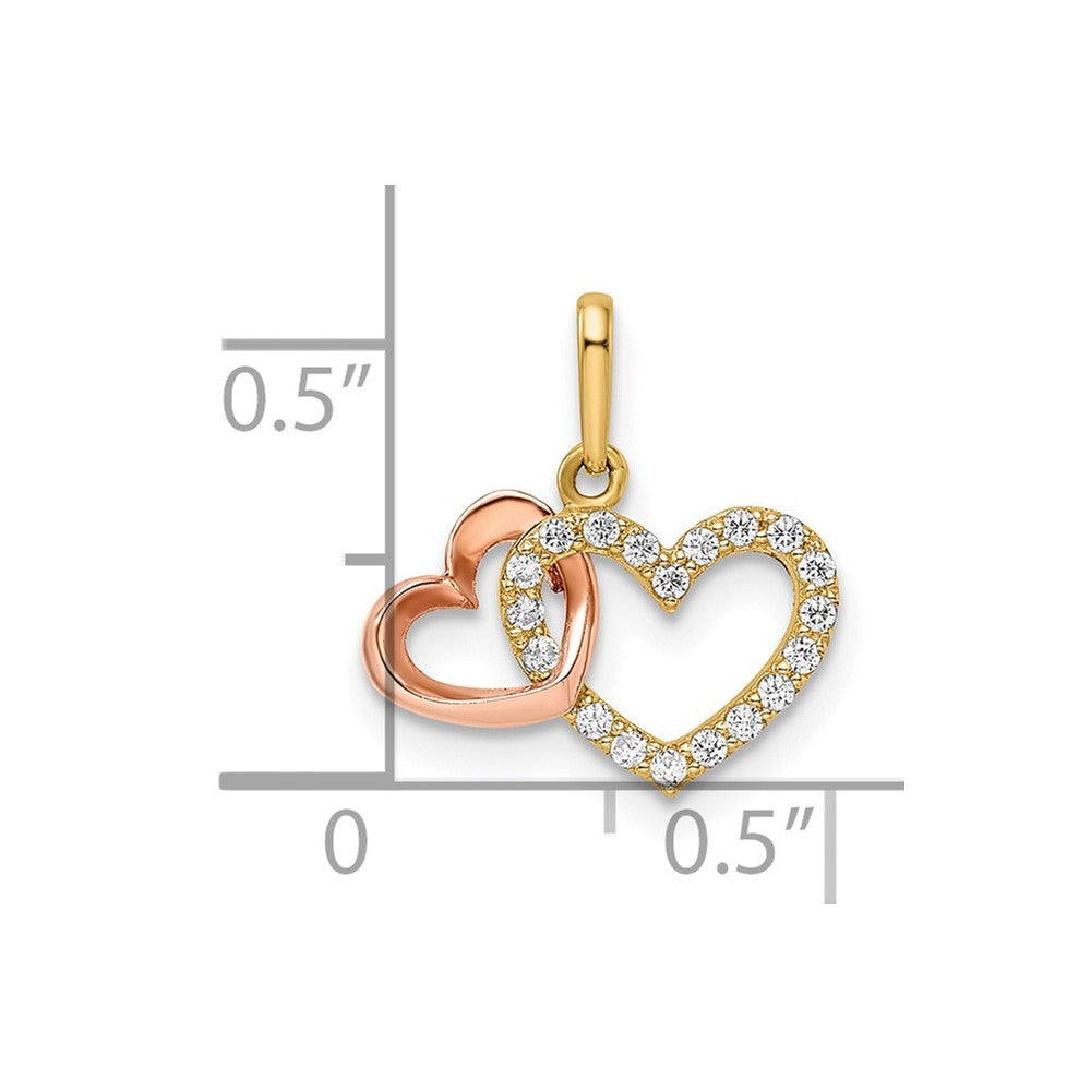 14K Bicolor 14K Bicolor Zirkonia Herzen Anhänger