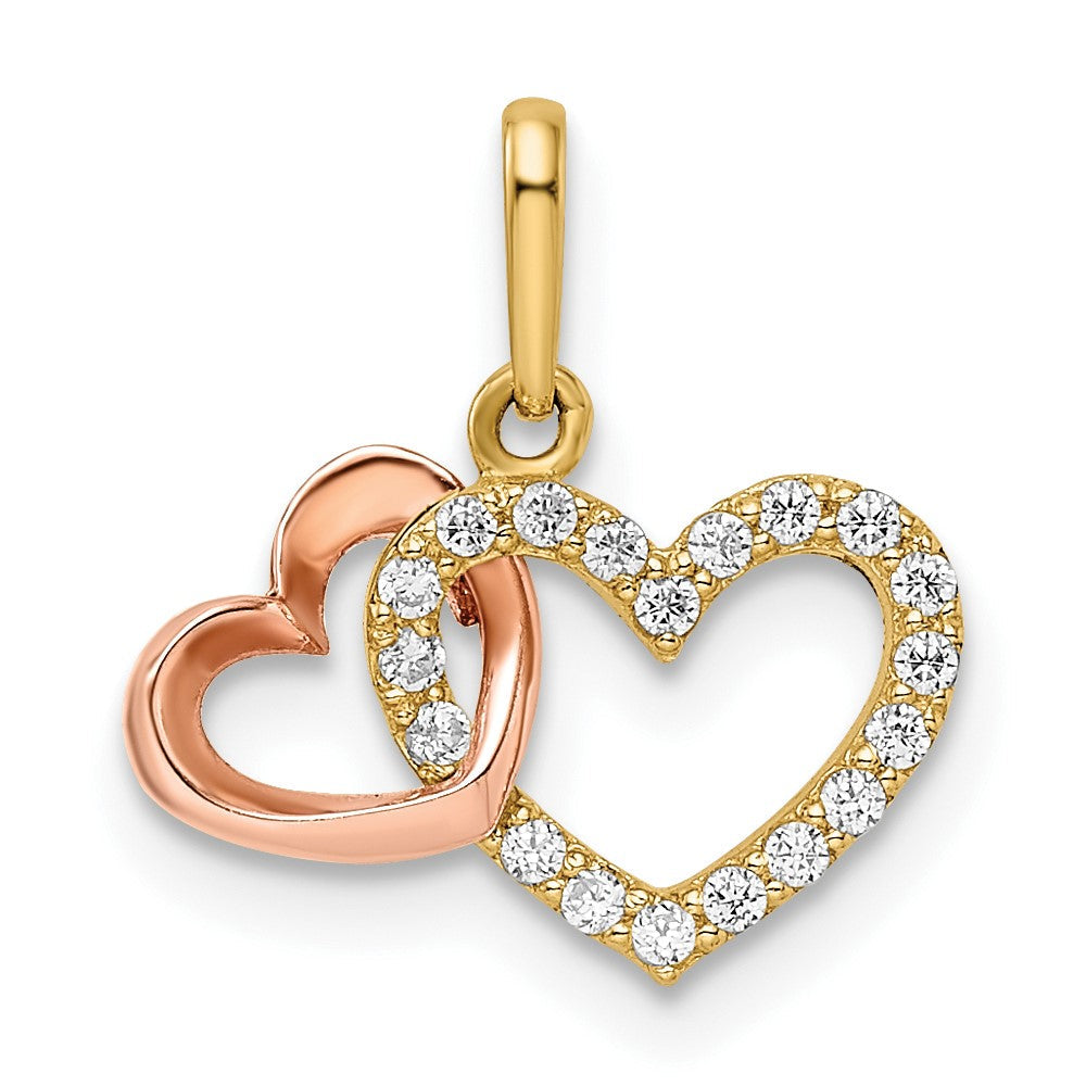 14K Bicolor 14K Bicolor Zirkonia Herzen Anhänger