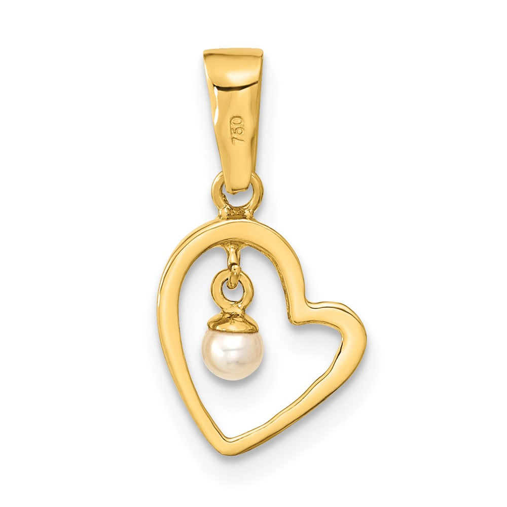 14K Gelbgold 14K Poliert 2.5-3mm Süßwasser Zuchtperle Offen Herz Anhänger