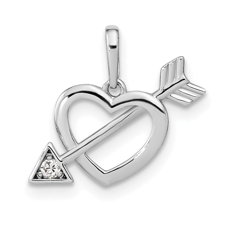 14K Weißgold 14K Weißgold Ausgeschnitten Herz mit Pfeil Zirkonia Anhänger