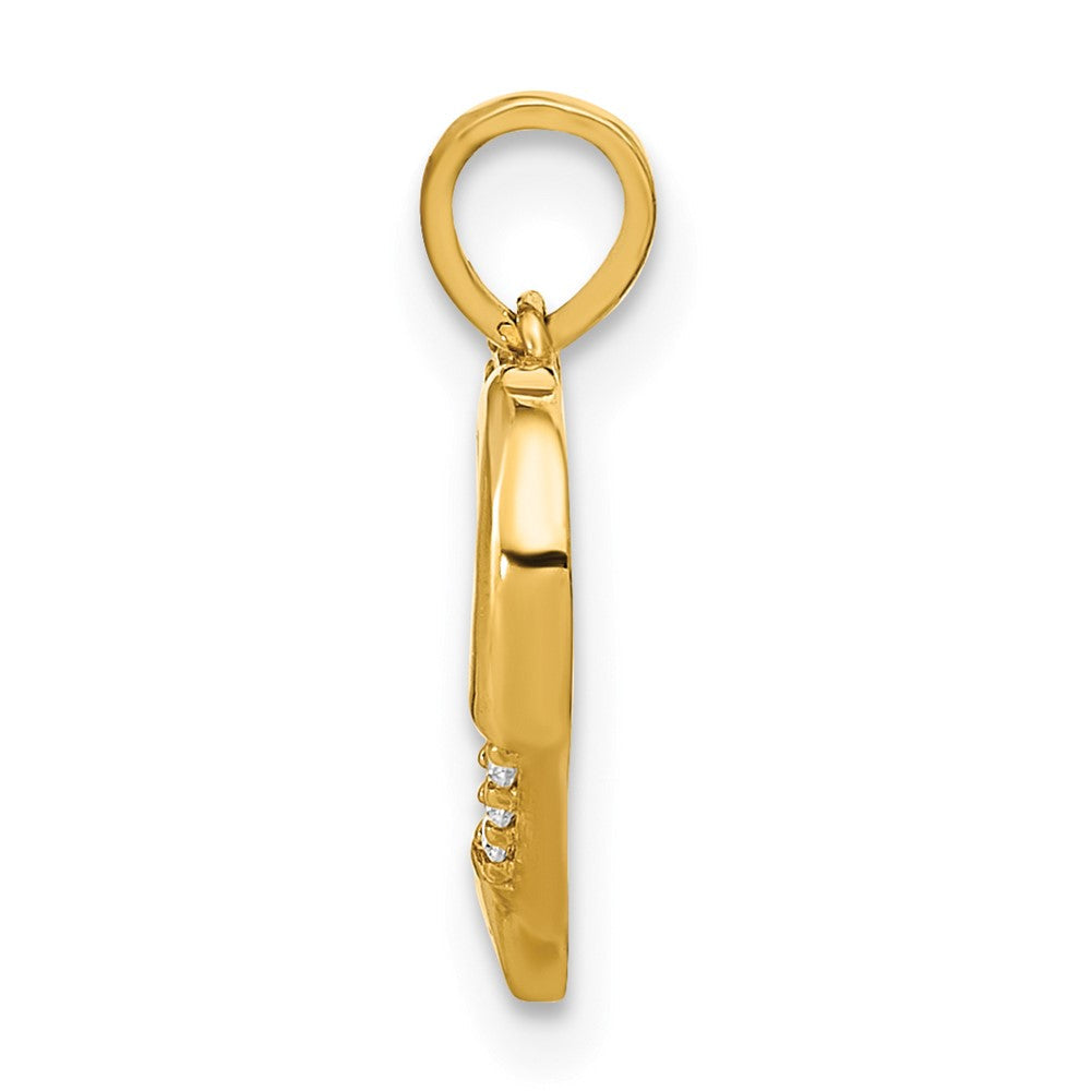 14K Gelbgold 14K Poliert Offen Herz mit Kreuz Zirkonia Anhänger
