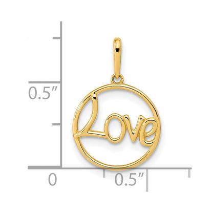 14K Gelbgold 14K Poliert Kreis Liebe Anhänger