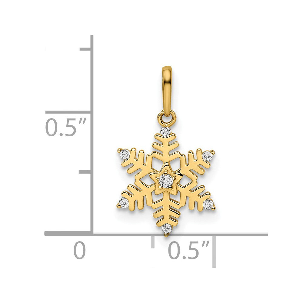 14K Gelbgold 14K Zirkonia Schneeflocke Anhänger