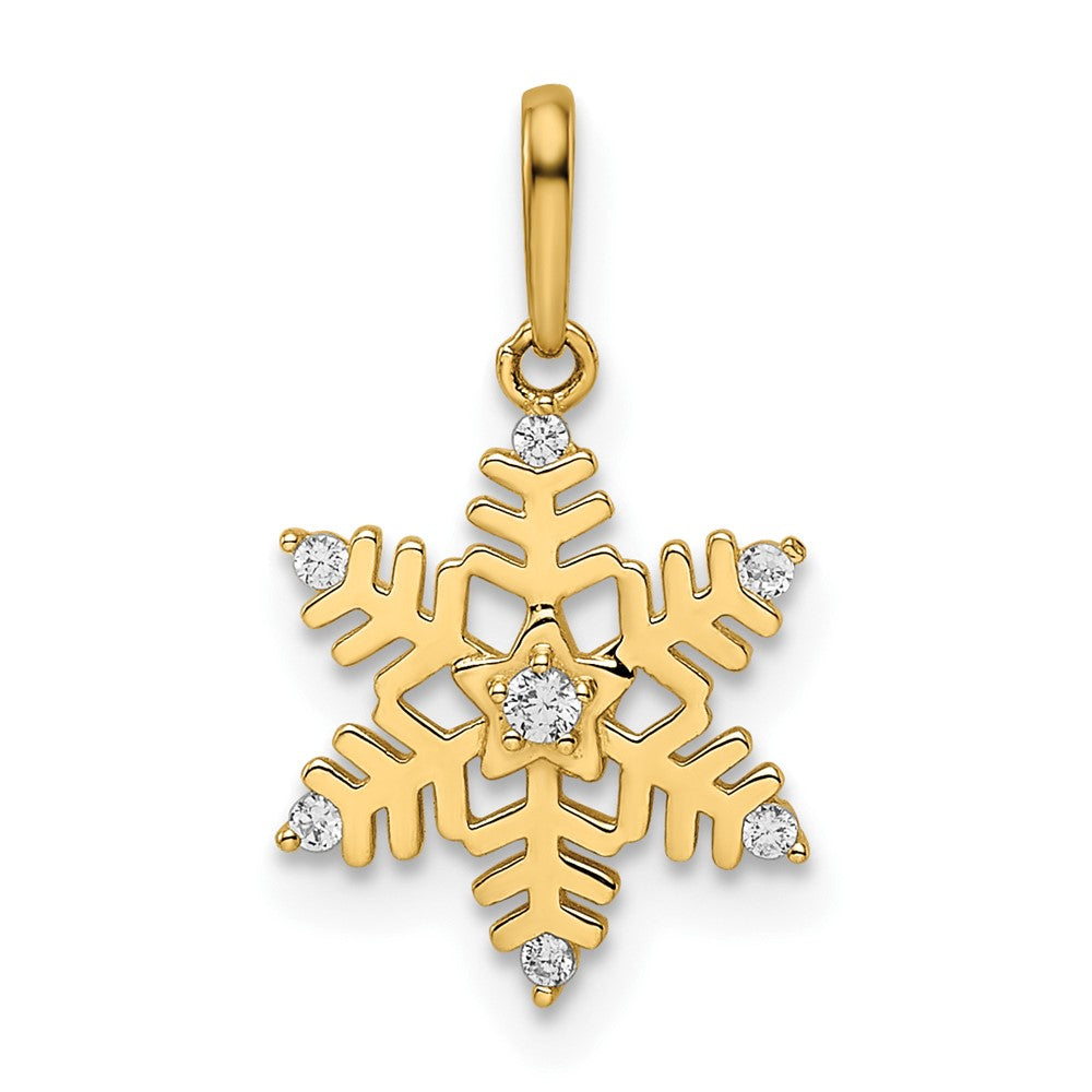 14K Gelbgold 14K Zirkonia Schneeflocke Anhänger