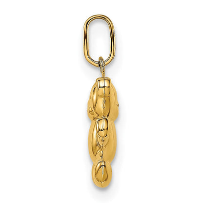 14K Gelbgold 14K Poliert Gewölbt Teddy Bär Anhänger
