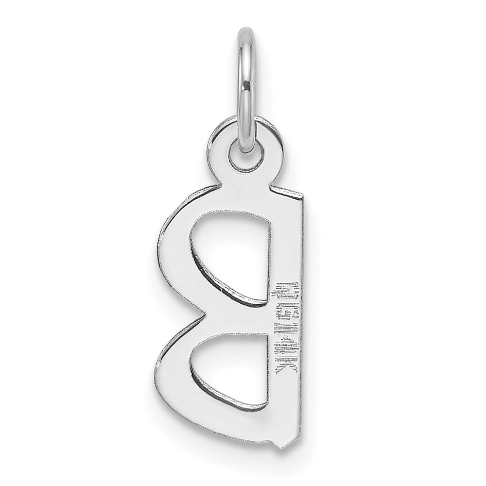 14K Weißgold Schräg Block Buchstabe B Initiale Charm