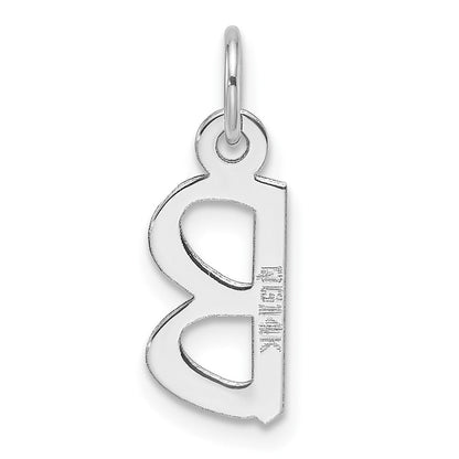 14K Weißgold Schräg Block Buchstabe B Initiale Charm