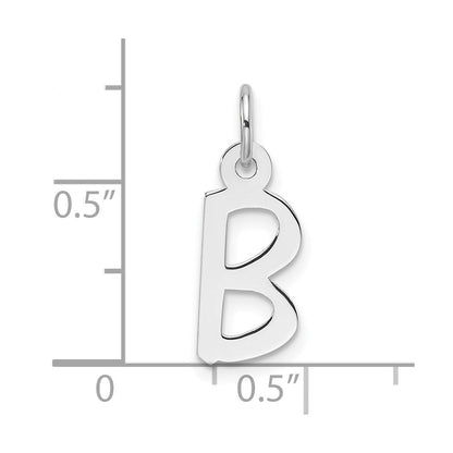 14K Weißgold Schräg Block Buchstabe B Initiale Charm