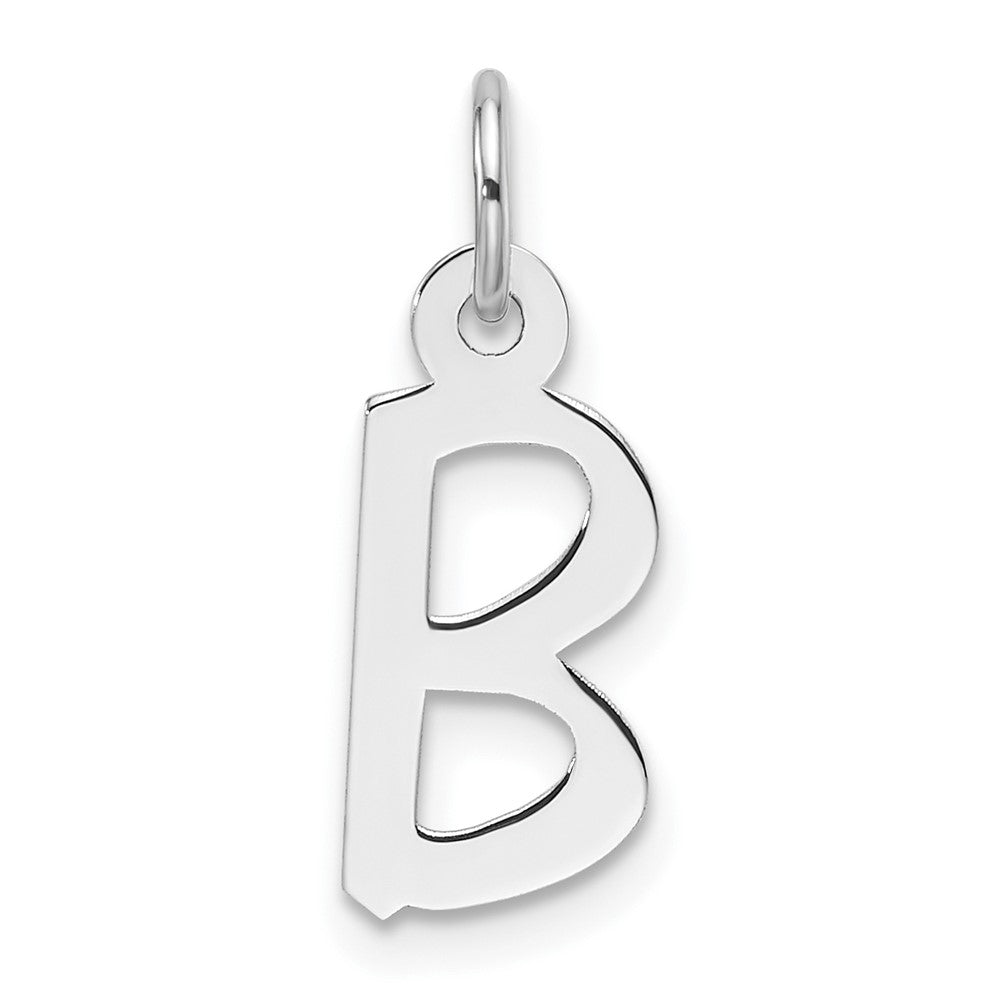 14K Weißgold Schräg Block Buchstabe B Initiale Charm