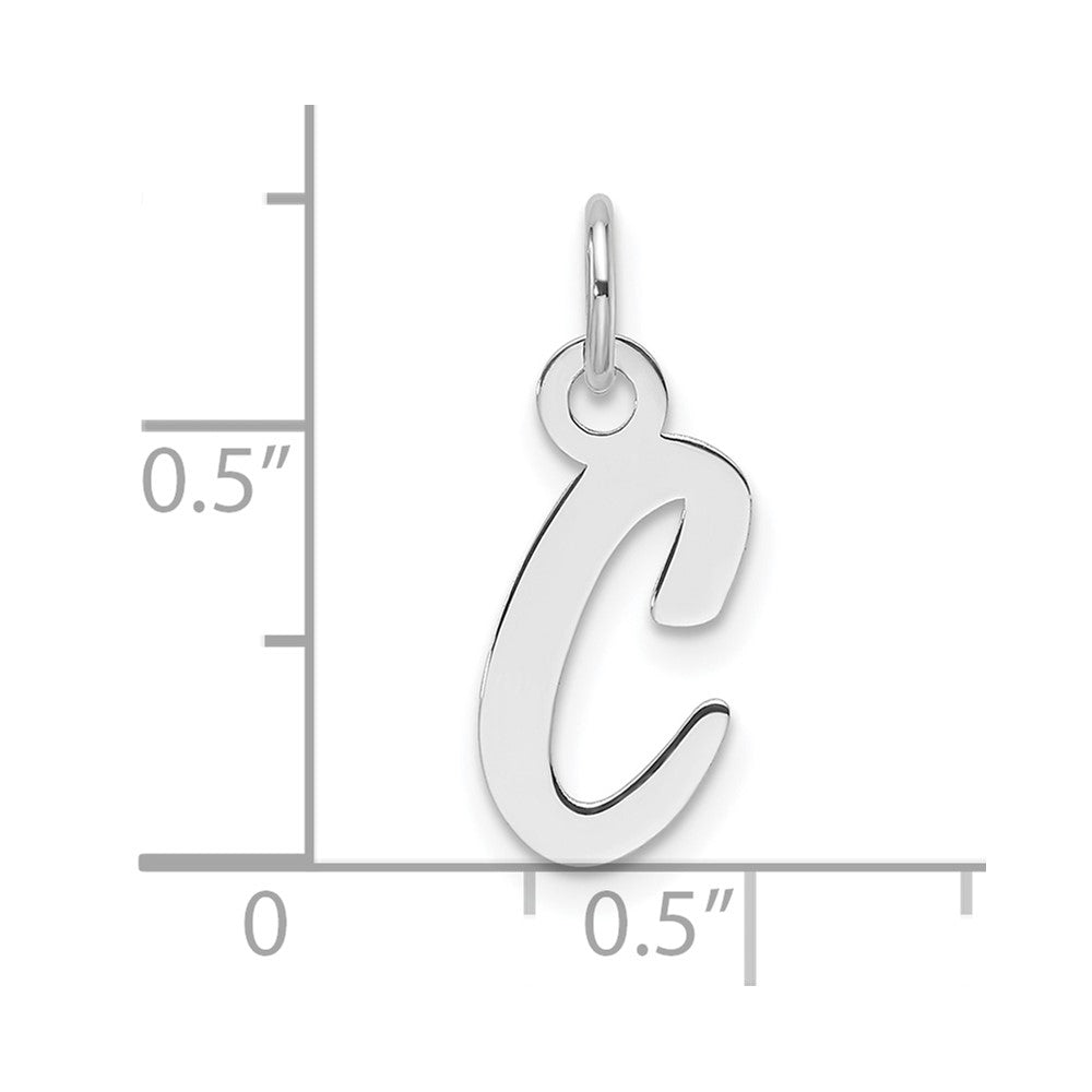 14K Weißgold Schräg Block Buchstabe C Initiale Charm
