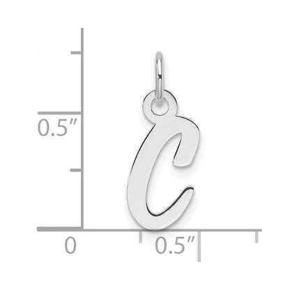 14K Weißgold Schräg Block Buchstabe C Initiale Charm