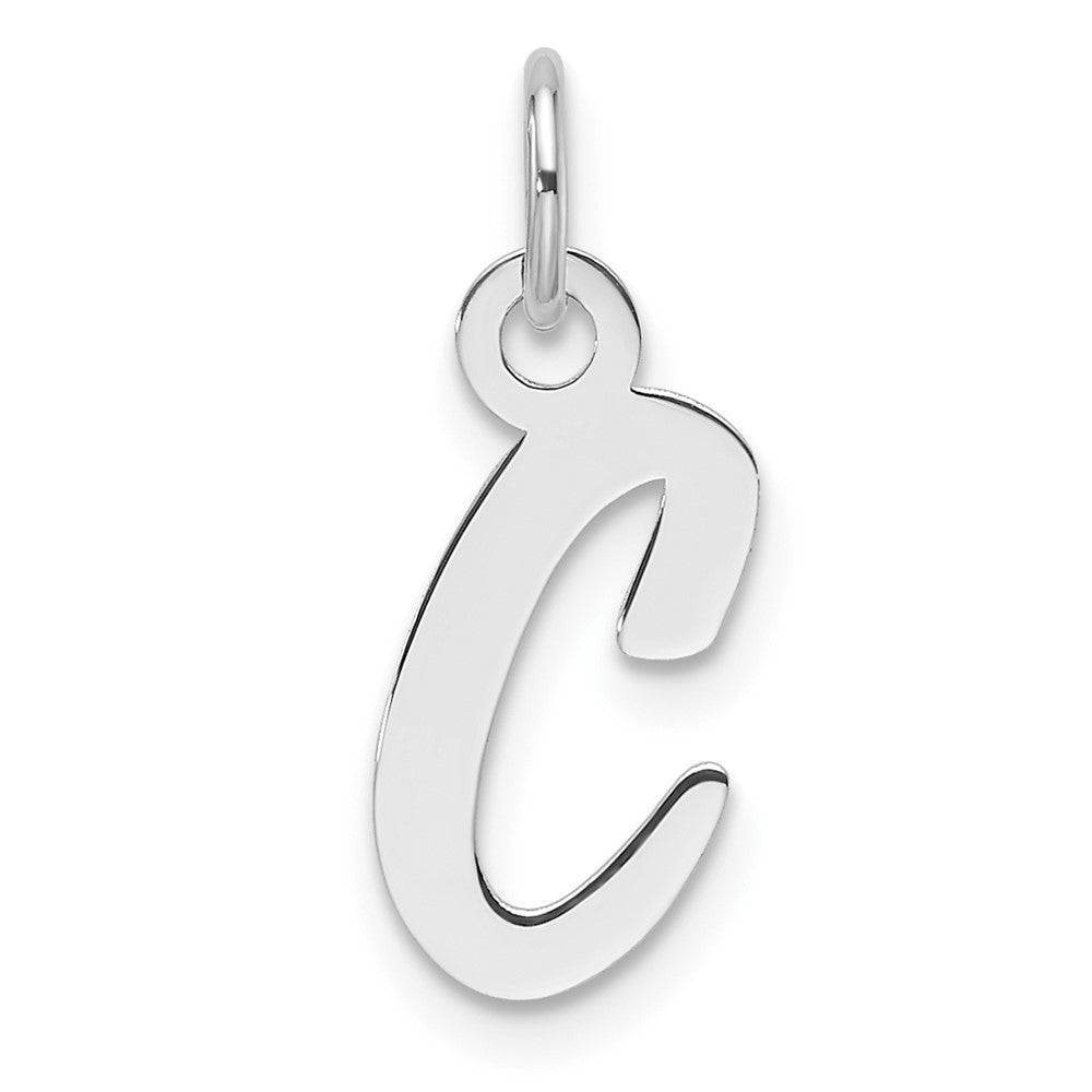 14K Weißgold Schräg Block Buchstabe C Initiale Charm