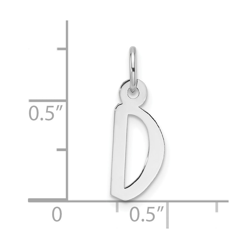 14K Weißgold Schräg Block Buchstabe D Initiale Charm