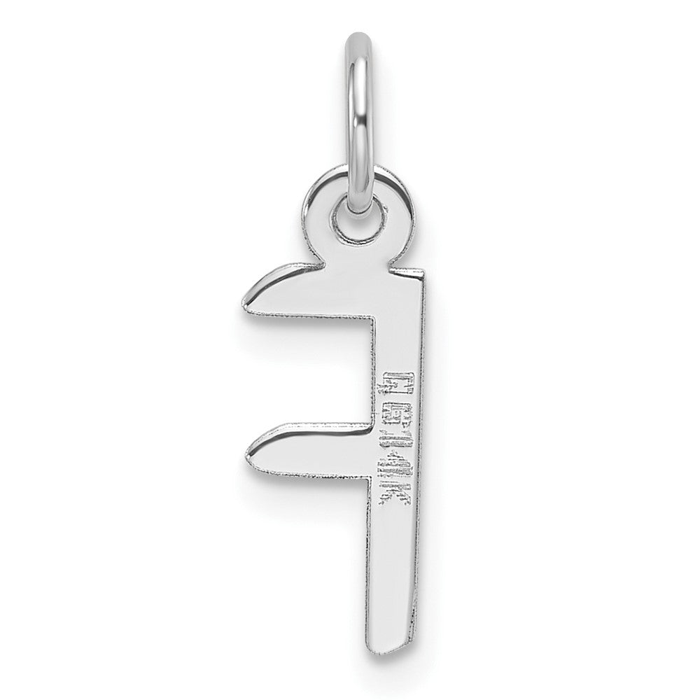 14K Weißgold Schräg Block Buchstabe F Initiale Charm