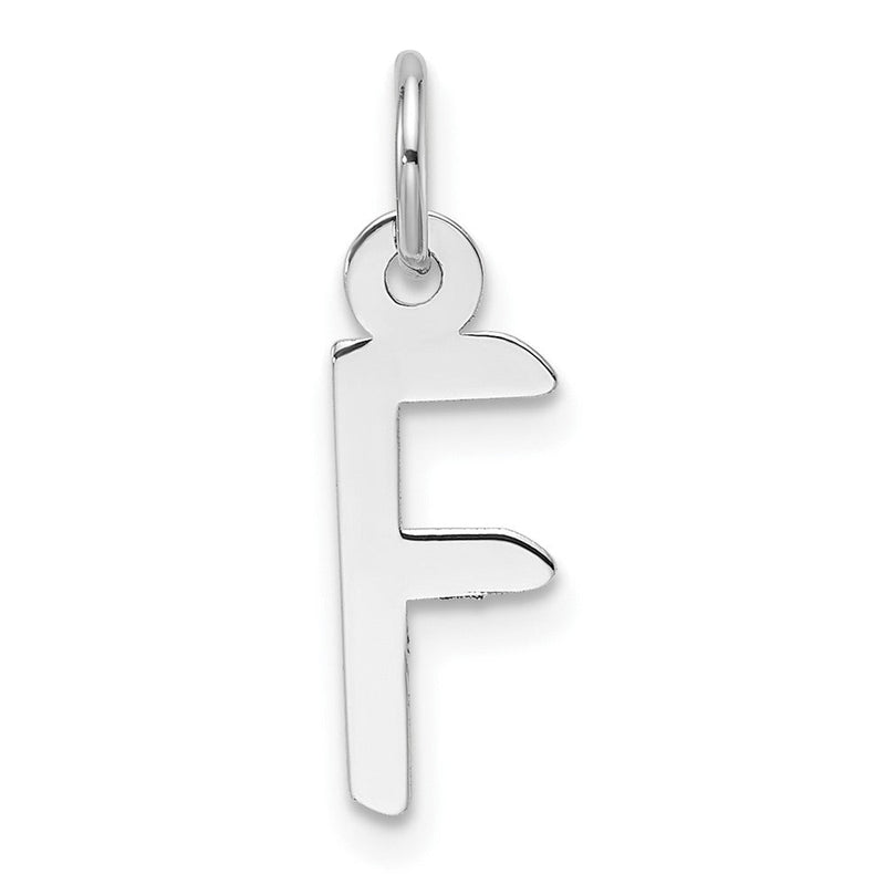 14K Weißgold Schräg Block Buchstabe F Initiale Charm