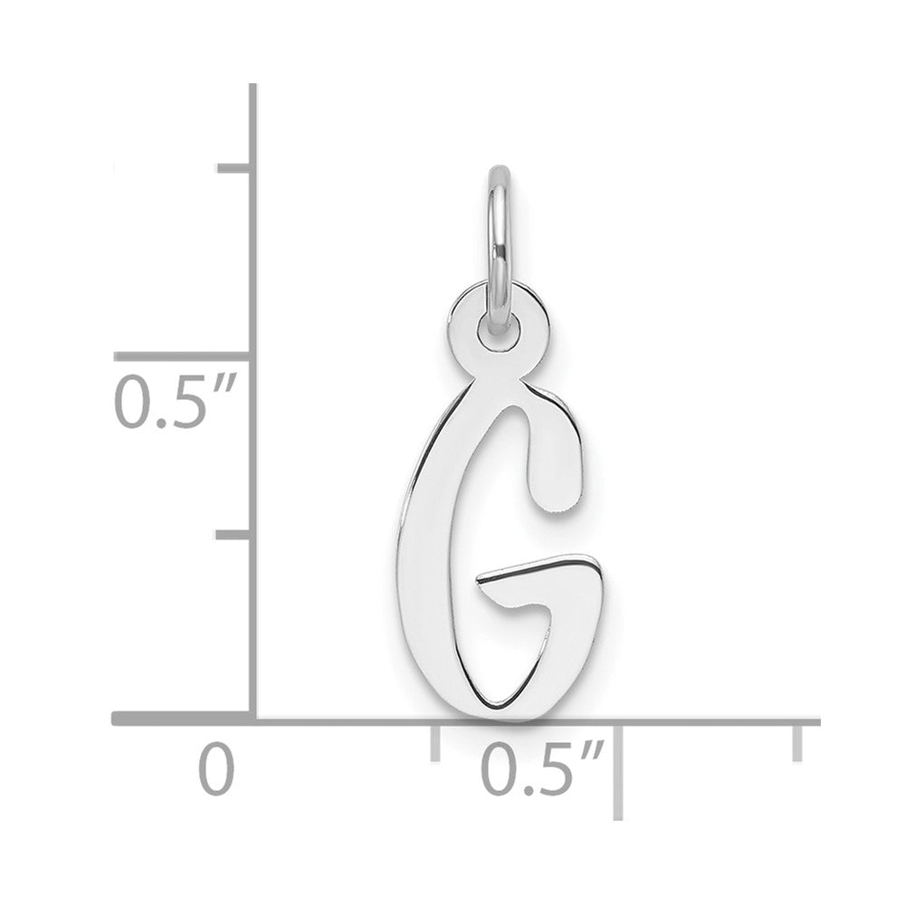 14K Weißgold Schräg Block Buchstabe G Initiale Charm