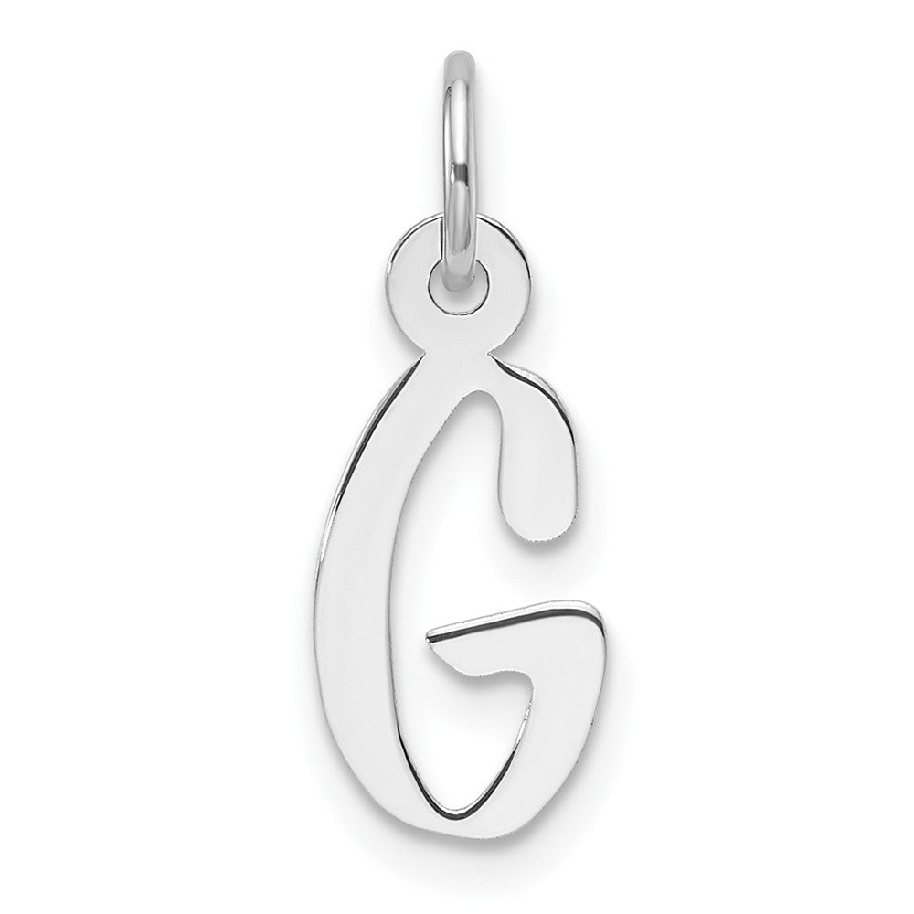 14K Weißgold Schräg Block Buchstabe G Initiale Charm