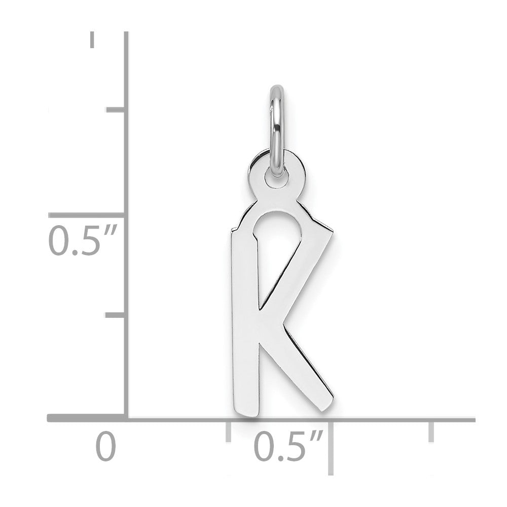 14K Weißgold Schräg Block Buchstabe K Initiale Charm