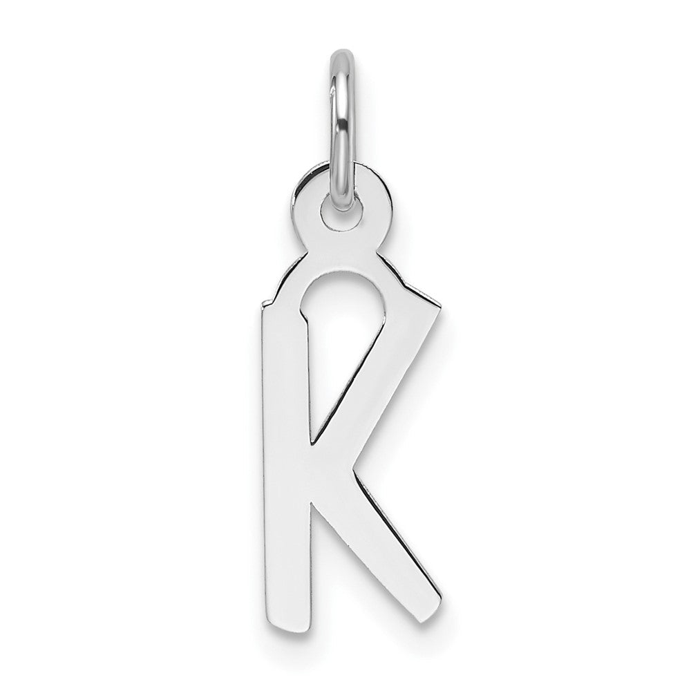 14K Weißgold Schräg Block Buchstabe K Initiale Charm