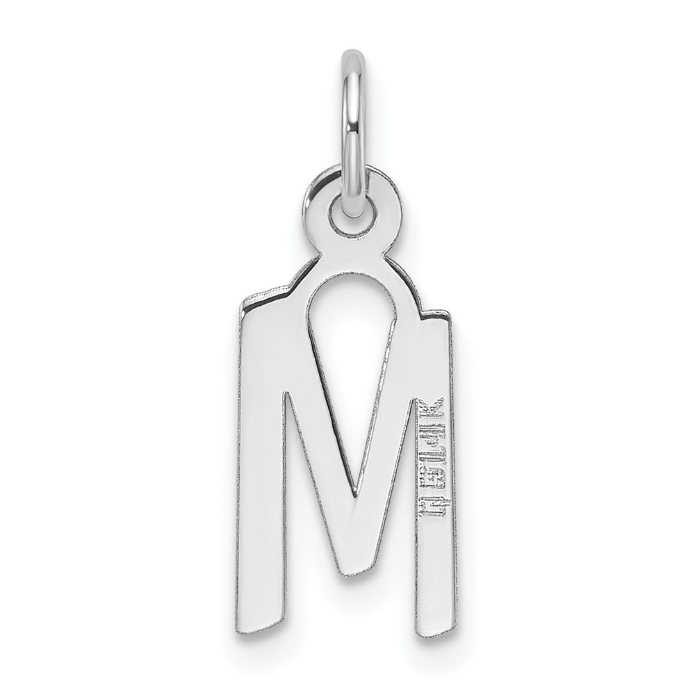 14K Weißgold Schräg Block Buchstabe M Initiale Charm