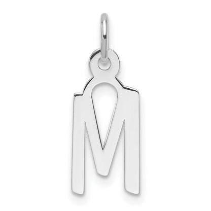 14K Weißgold Schräg Block Buchstabe M Initiale Charm