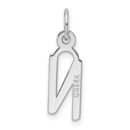 14K Weißgold Schräg Block Buchstabe N Initiale Charm