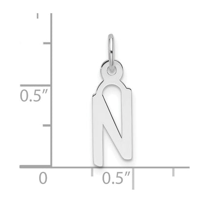 14K Weißgold Schräg Block Buchstabe N Initiale Charm