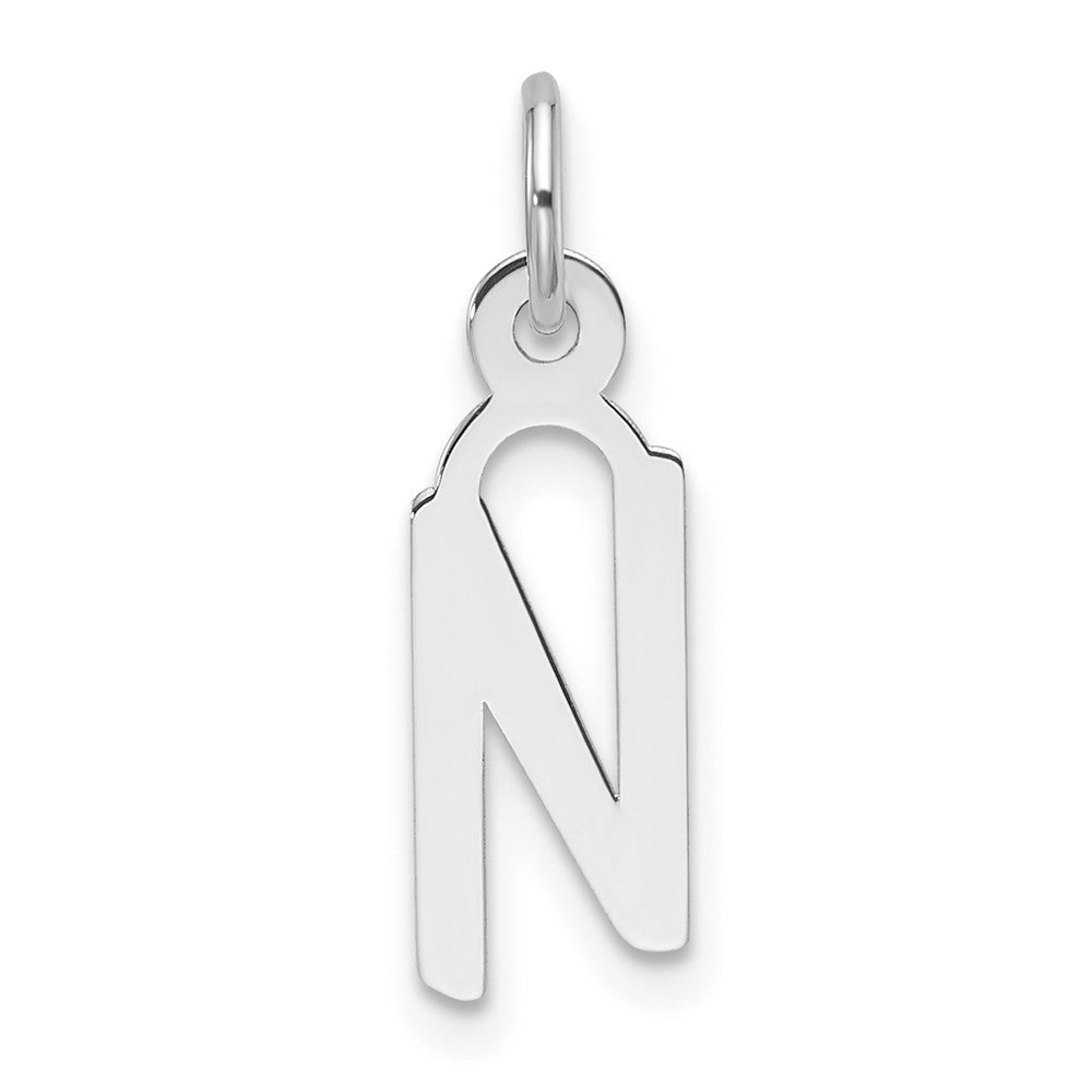 14K Weißgold Schräg Block Buchstabe N Initiale Charm