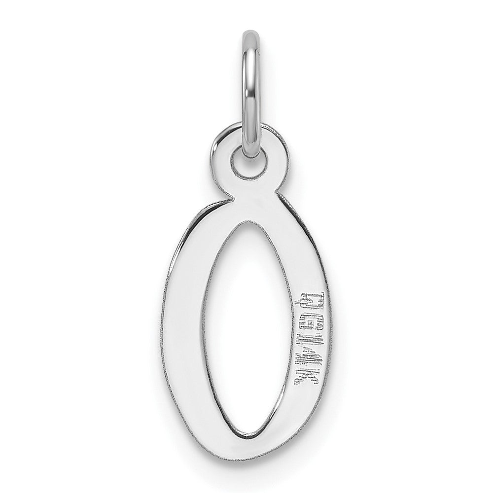 14K Weißgold Schräg Block Buchstabe O Initiale Charm