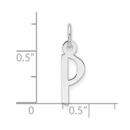 14K Weißgold Schräg Block Buchstabe P Initiale Charm