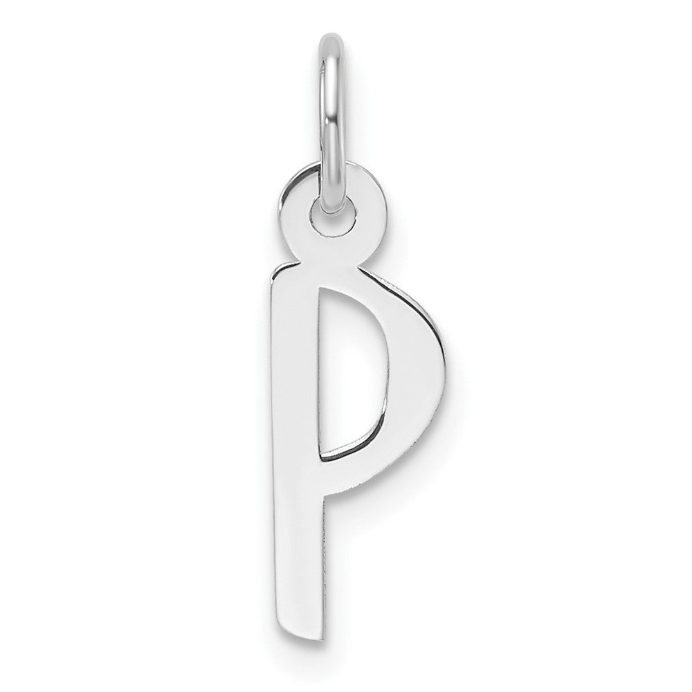 14K Weißgold Schräg Block Buchstabe P Initiale Charm