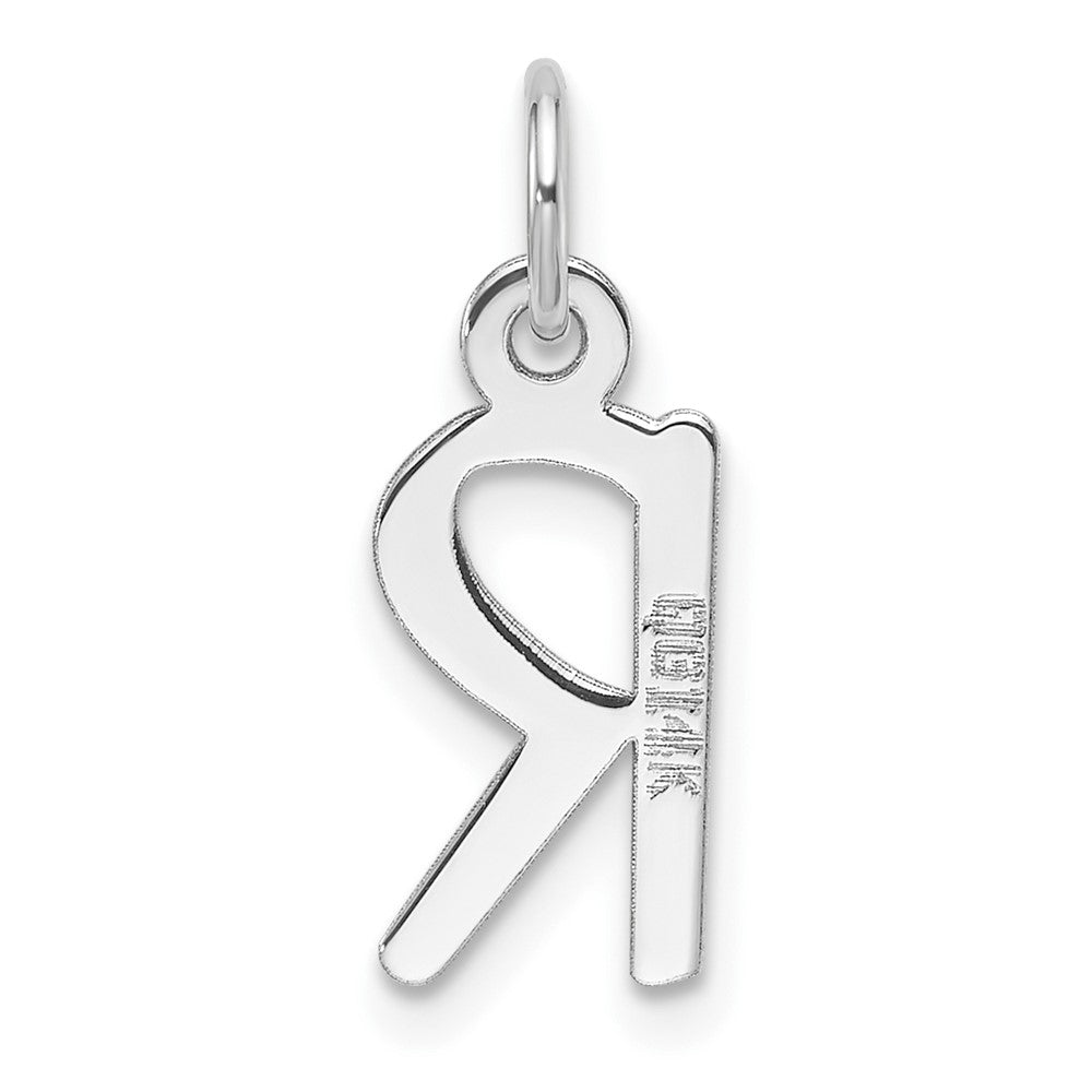 14K Weißgold Schräg Block Buchstabe R Initiale Charm