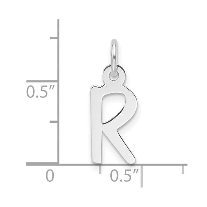 14K Weißgold Schräg Block Buchstabe R Initiale Charm