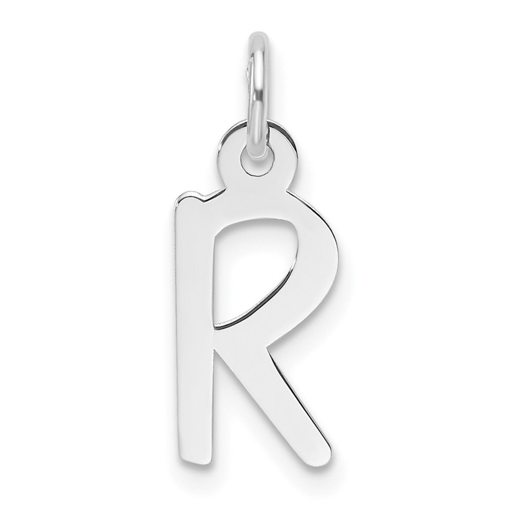 14K Weißgold Schräg Block Buchstabe R Initiale Charm