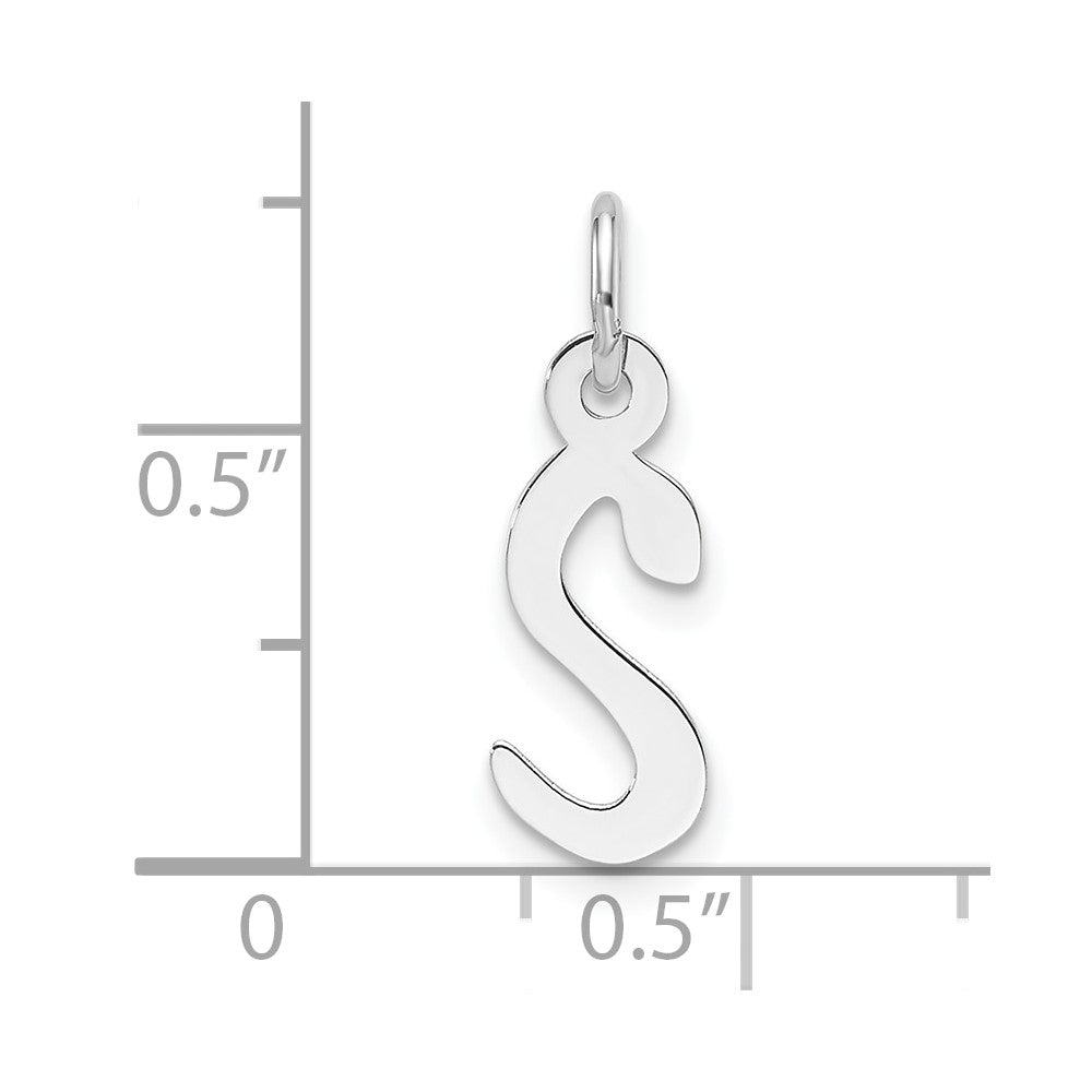 14K Weißgold Schräg Block Buchstabe S Initiale Charm