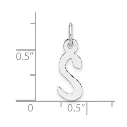 14K Weißgold Schräg Block Buchstabe S Initiale Charm