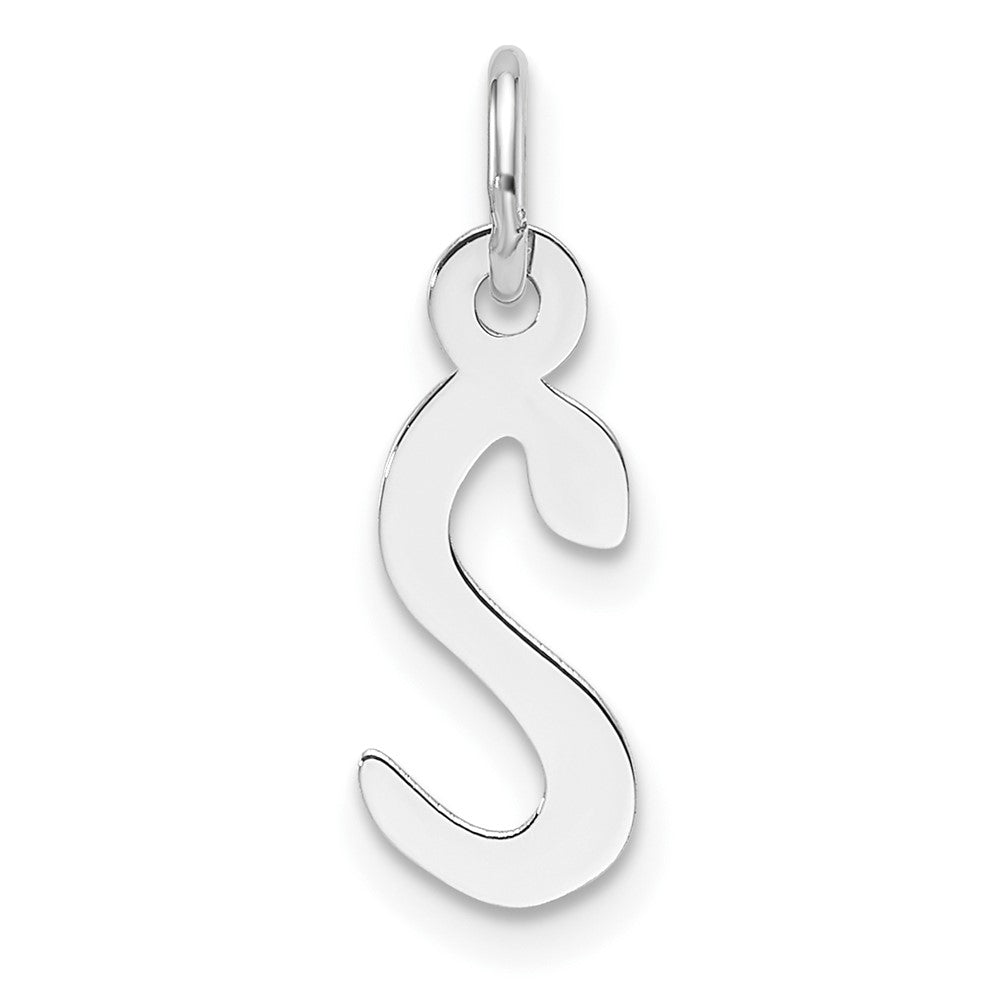 14K Weißgold Schräg Block Buchstabe S Initiale Charm