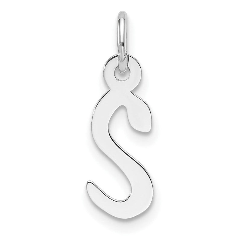 14K Weißgold Schräg Block Buchstabe S Initiale Charm
