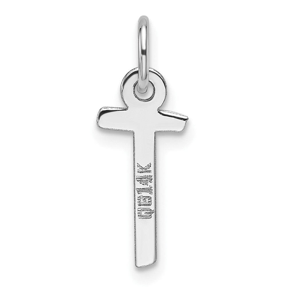 14K Weißgold Schräg Block Buchstabe T Initiale Charm