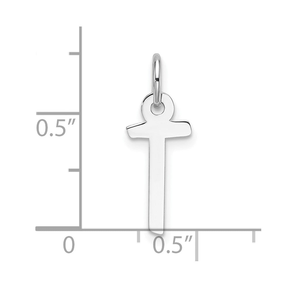 14K Weißgold Schräg Block Buchstabe T Initiale Charm