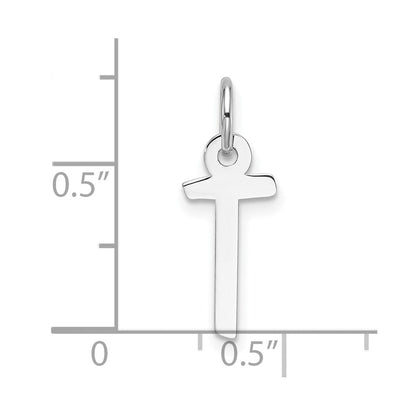 14K Weißgold Schräg Block Buchstabe T Initiale Charm