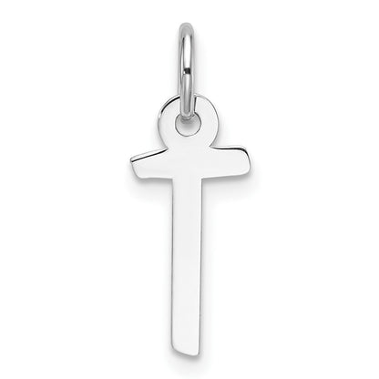 14K Weißgold Schräg Block Buchstabe T Initiale Charm