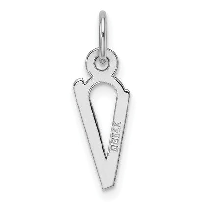 14K Weißgold Schräg Block Buchstabe V Initiale Charm