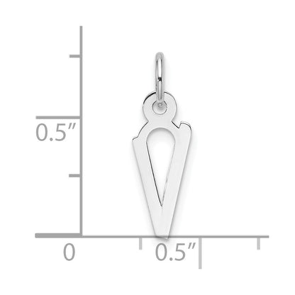 14K Weißgold Schräg Block Buchstabe V Initiale Charm