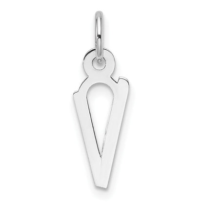 14K Weißgold Schräg Block Buchstabe V Initiale Charm