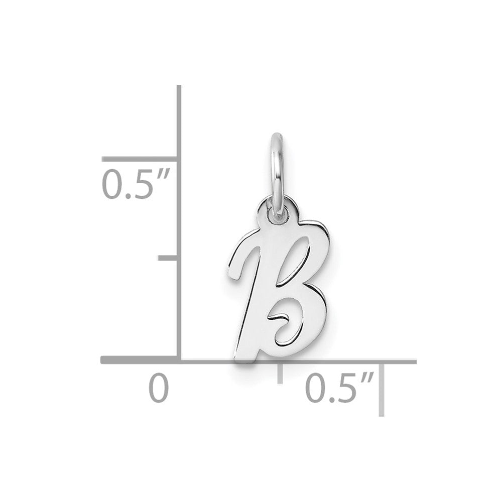 14K Weißgold Klein Schreibschrift Buchstabe B Initiale Charm