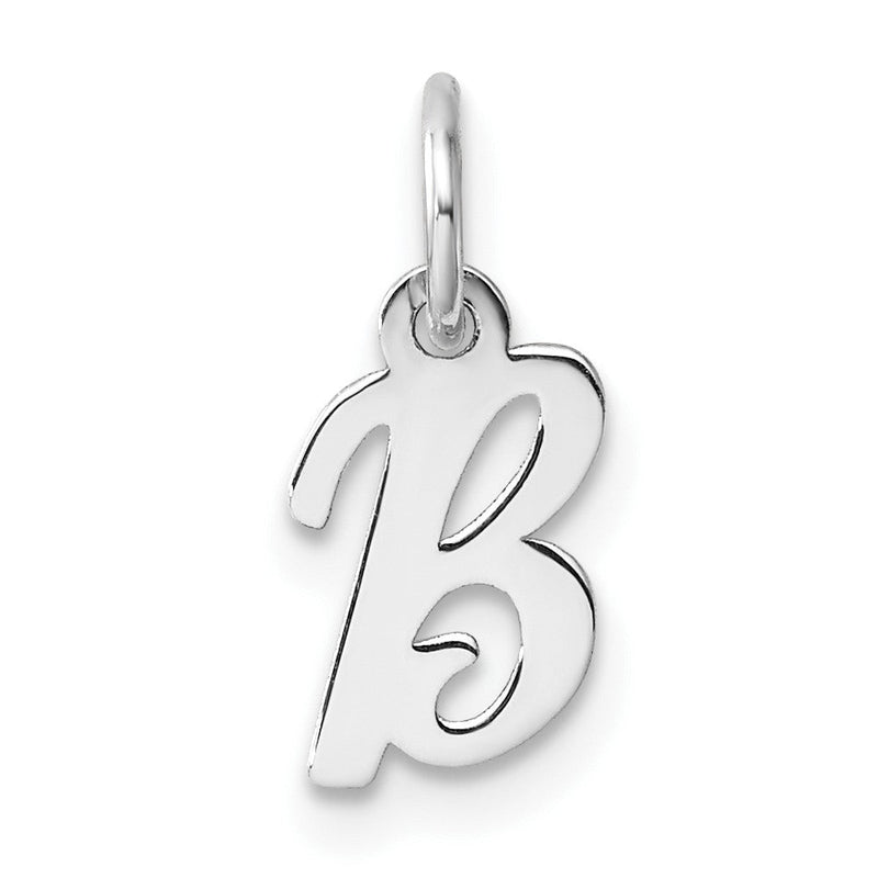 14K Weißgold Klein Schreibschrift Buchstabe B Initiale Charm