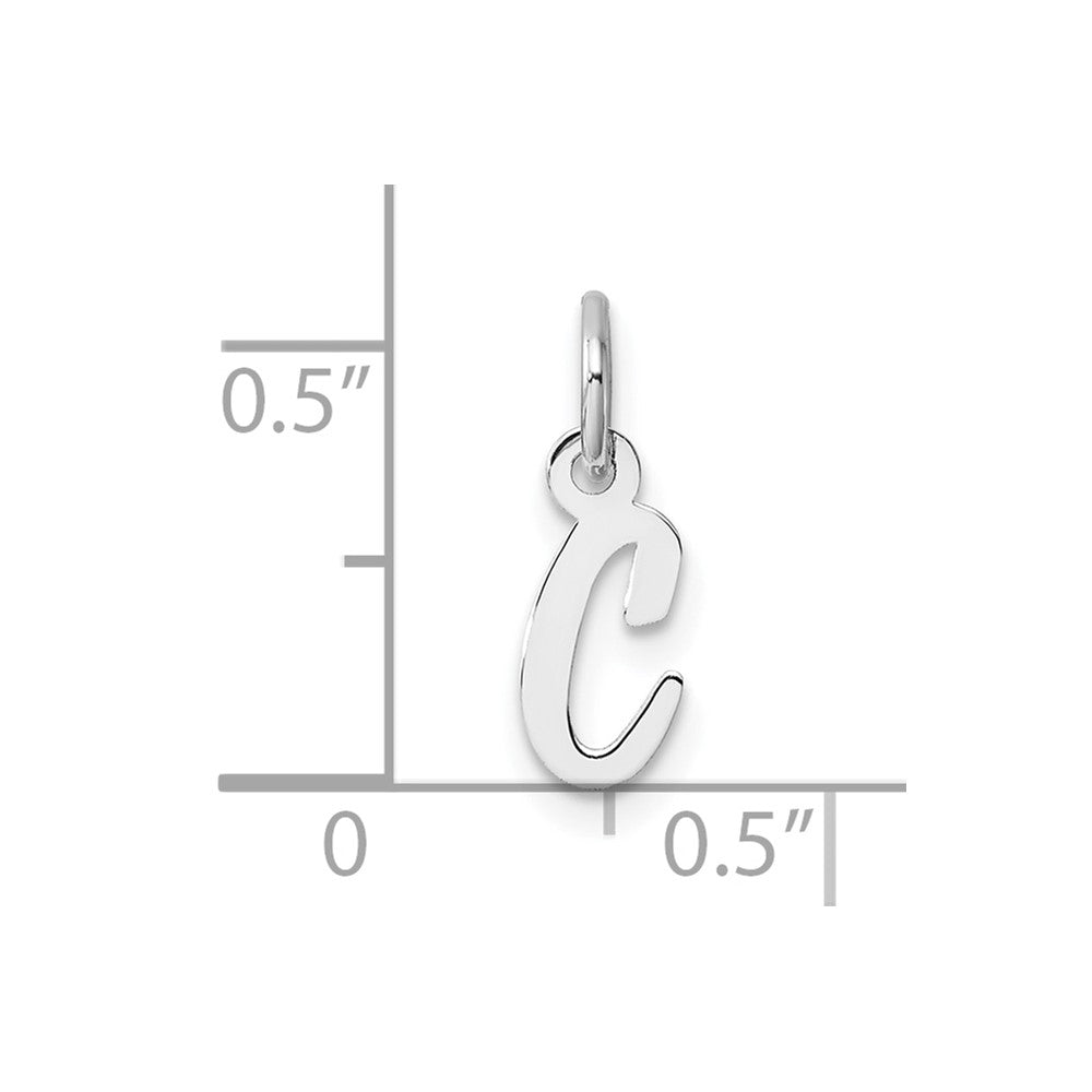 14K Weißgold Klein Schreibschrift Buchstabe C Initiale Charm