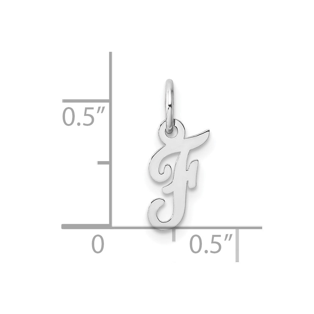 14K Weißgold Klein Schreibschrift Buchstabe F Initiale Charm